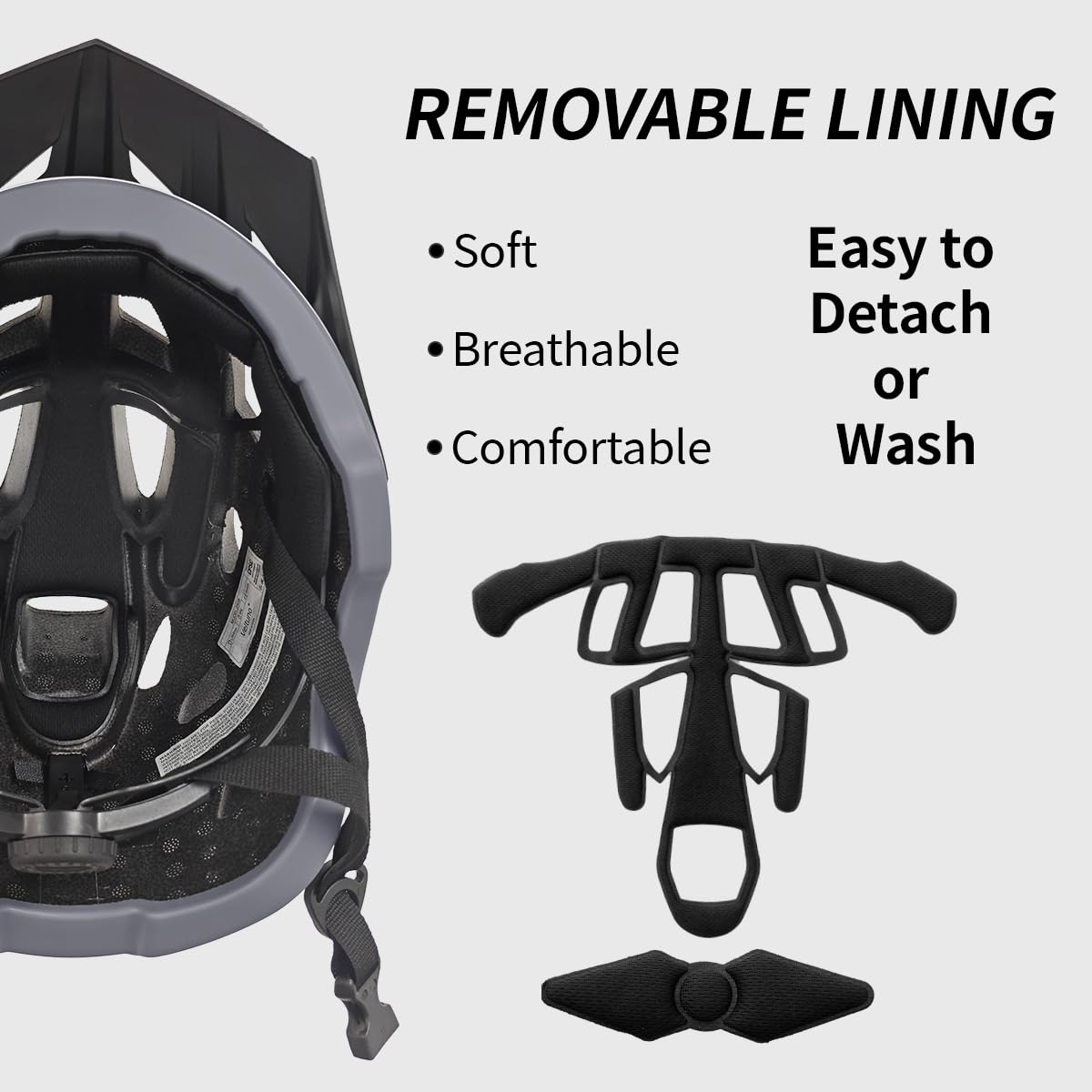 Veltuno Bike Helmet for Adults, Lightweight Mountain Bicycle Helmet with USB Rechargeable LED Rear Light, Removable Sun Visor for Women, Men, Suitable for Cycling and Commuting (Black, Large)