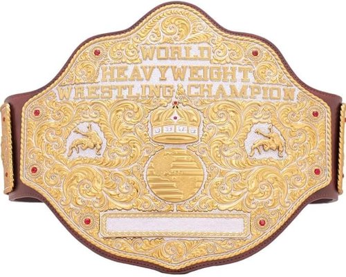 TRUESAGAUSA 4mm Dual Plate Big Gold Heavyweight Wrestling Title Belt Class One Replica Leather Strap Great Gift to Your DaD (Brown Strap)