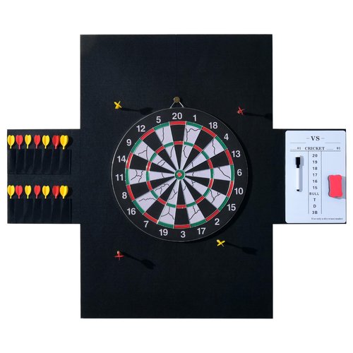 OCMML Dart Board Wall Protectors Multi-Functional Set with Scoreboard,Scoring Marker&Dart Holder Bag One-Piece Felt Panel Design Easy to Install,Safe Protection 35.4"x23.6"x0.5" Black Felt Dartboard