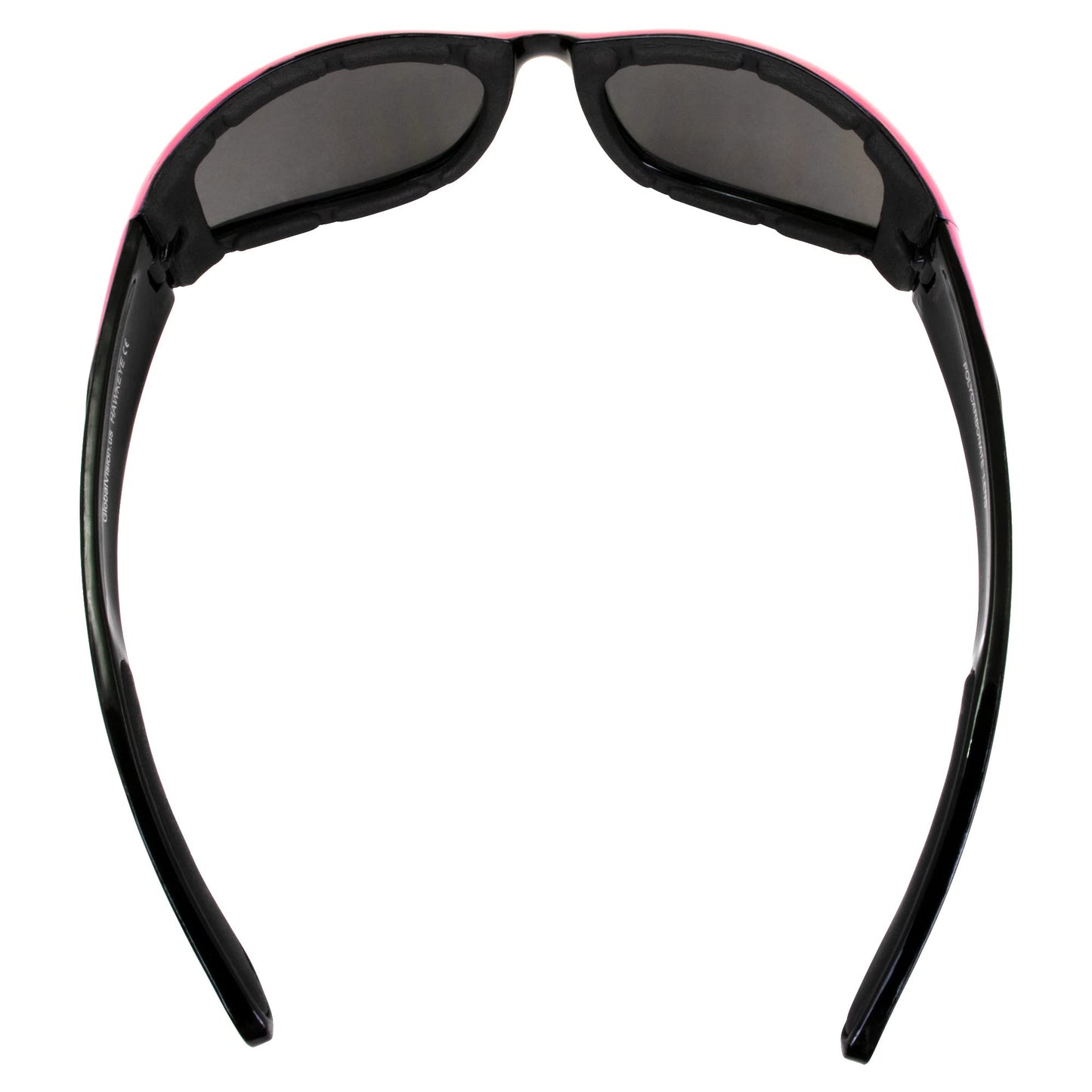 Global Vision Hawkeye Pink Frame Sunglasses Flash Mirror Lenses, Vented EVA Foam to keep sweat, wind, dust out of your eyes, UV400 and Scratch Resistant Unbreakable Shatterproof Polycarbonate Lenses