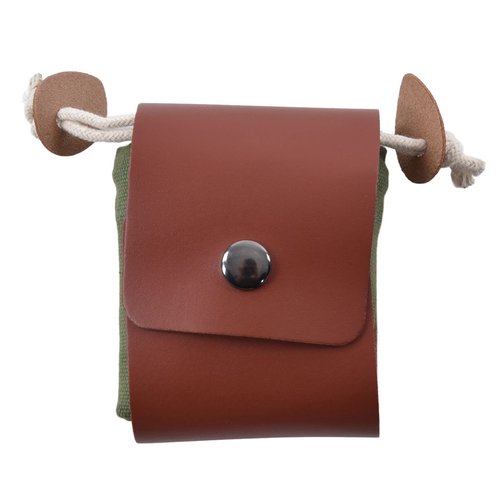 Foraging Pouch, PU Leather Canvas Mushroom Foraging Bag with Belt Loop, Metal Clasps, Collapsible Design, for Hiking Camping