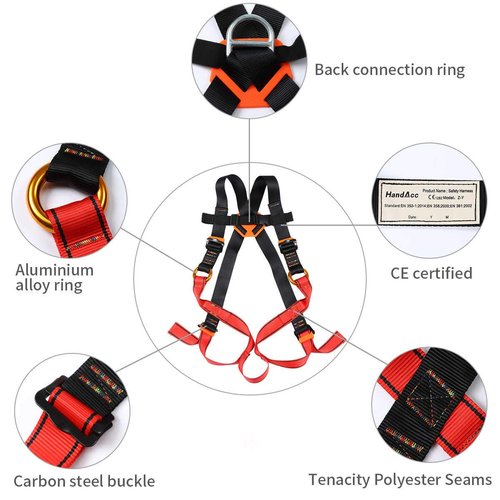 HandAcc Kids Climbing Seat Belt, Youth Full Body Safety Belt for Outdoor Expanding Training Caving Tree Climbing, Zipline Belt Rappelling Equip