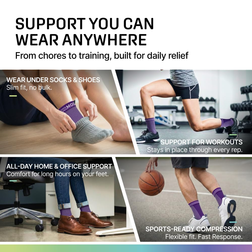 Modvel Foot & Ankle Brace Socks for Sprained Ankle Compression Sleeve - Foot Support for Women & Men - Tendonitis & Arthritis Ankle Brace Sports Running, Torn Ligaments & Women Stabilizing Ankle Wrap