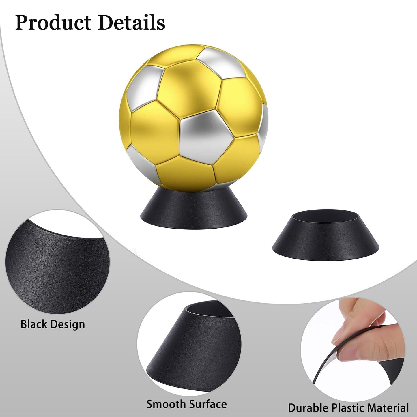 Hipiwe Ball Display Stands Holder - 10 Packs Plastic Sport Ball Holder Black Soccer Ball Display Rack Memorabilia Ball Display Ring Pedestal for Football Basketball Volleyball Baseball