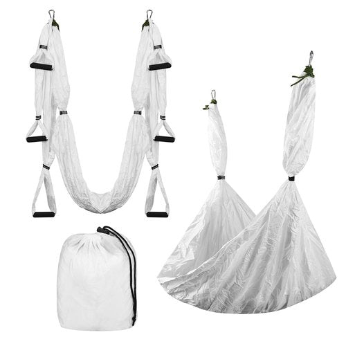 Wuyangcun Aerial Yoga Hammock 250x150cm/98.43x59in Parachute Fabric Swing for Inversion Fitness (White)