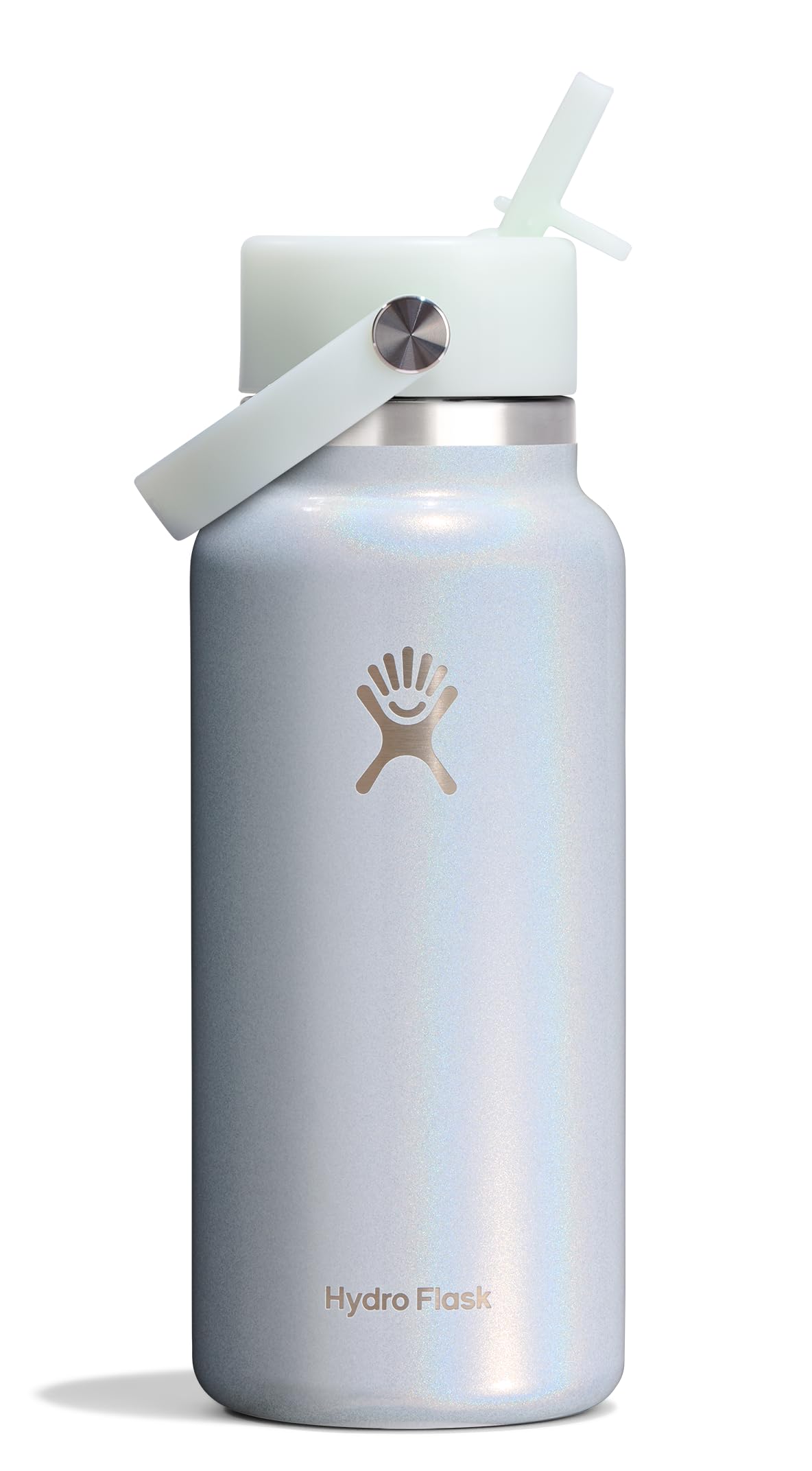 Hydro Flask Water Bottle - Insulated Stainless Steel - Wide Straw Lid, Non Spill, Leakproof in 32 Oz Glimmer Blue