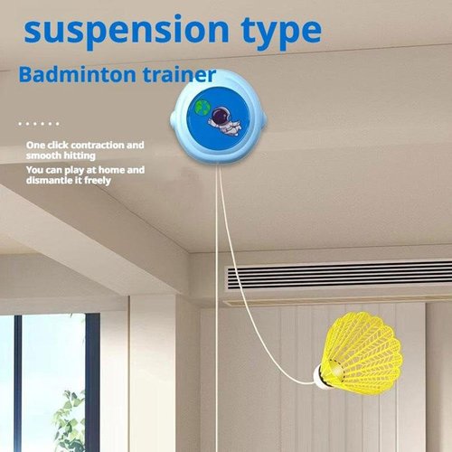 Single-Player Badminton Trainer Rebound Practice Device, Badminton Rebound Trainer, Badminton Training Tool, Self-Exercise Badminton Single Training Kit with Elastic Cords