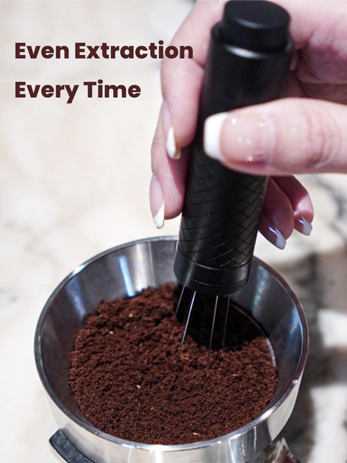 Flick WDT Tool Espresso Retractable Espresso Distribution Tool for Barista with Magnetic Base 0.4mm 6 Stainless Steel Needles with 6 Replacement