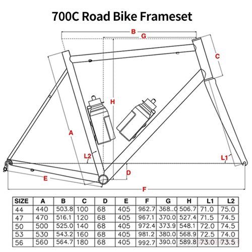 BSFHQS 47 50 53 56cm Road Bike Frameset 700C*23/25C Cr-Mo Steel Frame C Brake Bike Frame Quick Release 100/130mm(Blue,56cm)