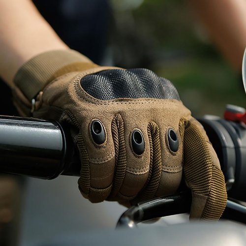 MVPTOO Motorcycle Tactical Gloves for Men - Touchscreen, Hard Shell & Palm Padding for Airsoft Paintball Hunting Hiking Camping Climbing Sports Cycling Gloves Brown S