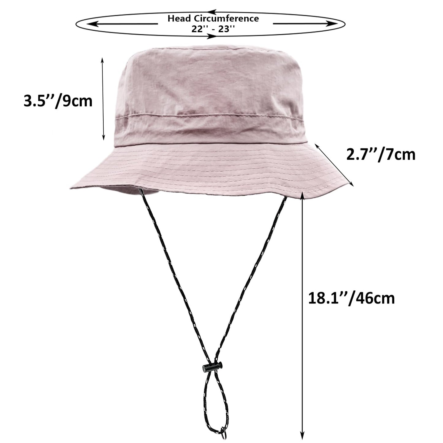 woogwin Waterproof Bucket Rain Hat with Chin Strap Quick Dry Packable Boonie Sun Hat Safari Hat UV Protection(Light Pink)
