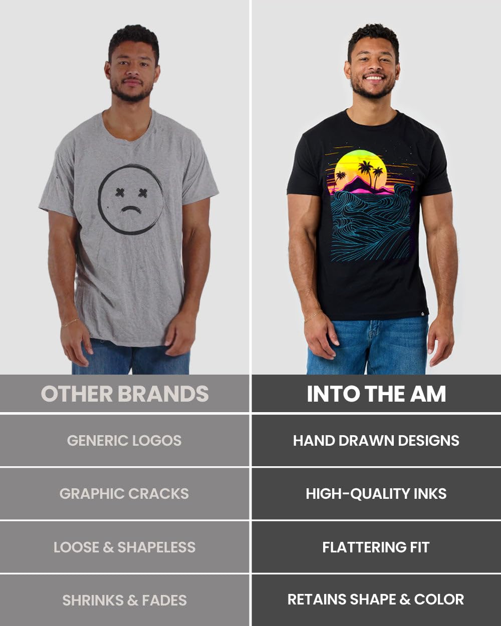 INTO THE AM Meta Beach II Graphic Tee for Men - Short Sleeve Mens T-Shirts (Black, X-Large)