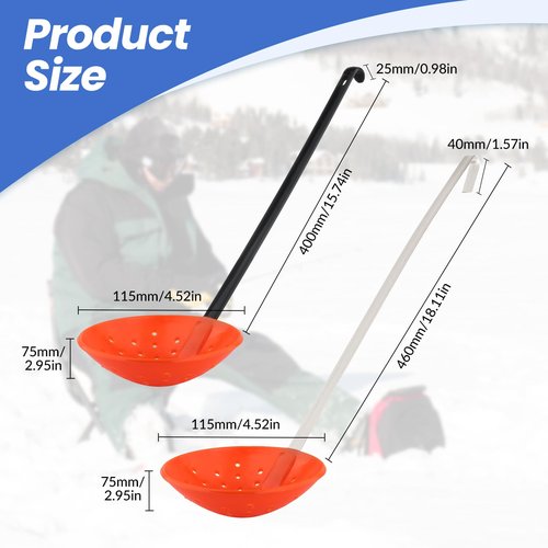 Yiju Ice Fishing Scoop Scoop Ice Slush Scoop with Aluminum Handle Winter Outdoor Fishing Shovel, black orange red