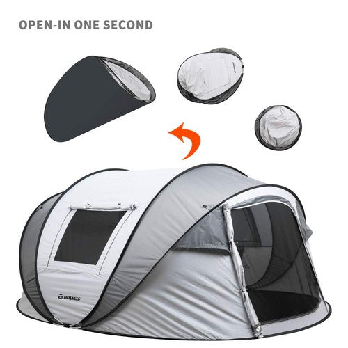 EchoSmile Instant Pop Up Tent for 6, Water Resistant Dome Tent, Easy Setup for Camping, Hiking & Outdoor, Portable with Carry Bag, 3 Season