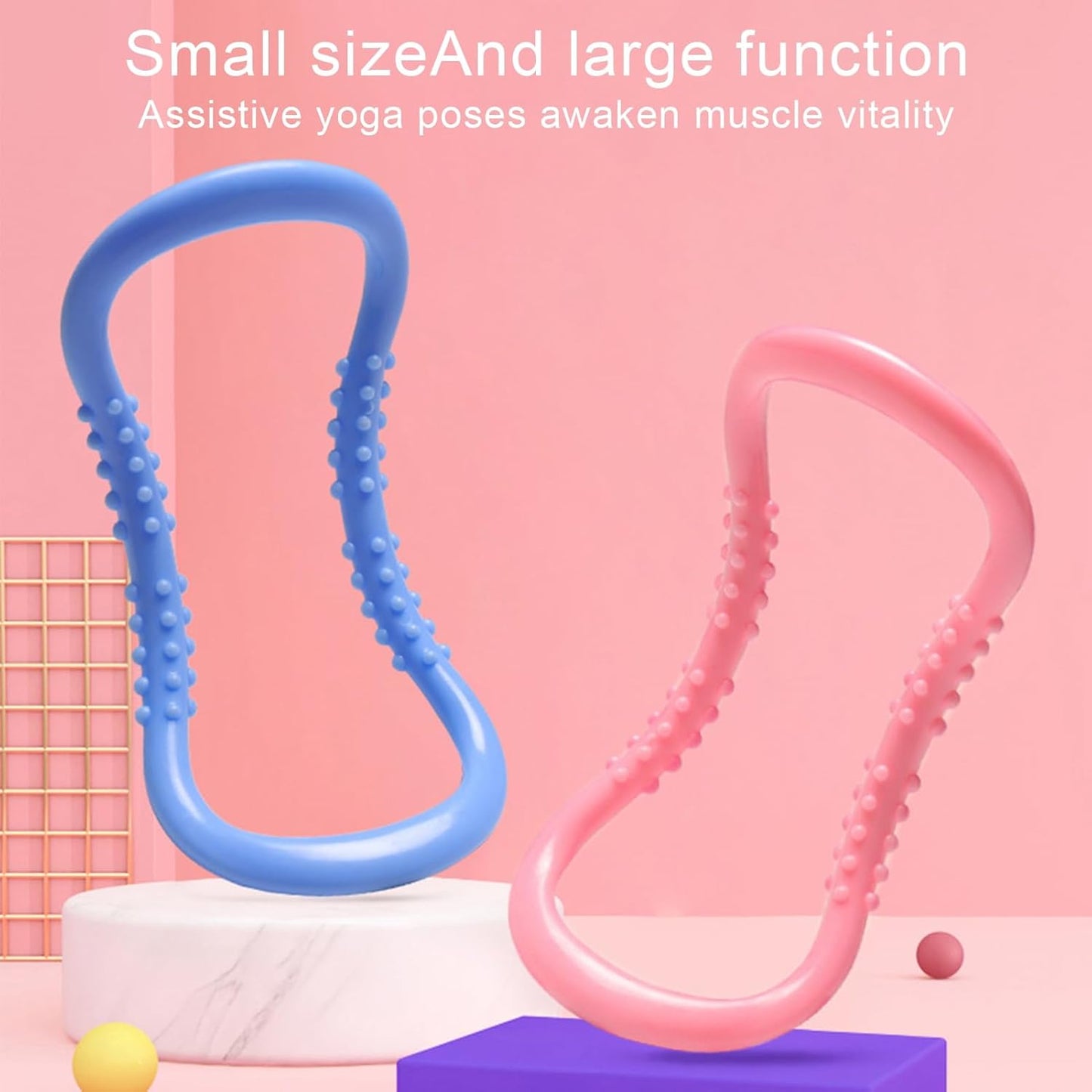 2PCS Yoga Ring Pilates Ring,Plastic Portable Yoga Circles Fitness,Calf Massage Fitness Ring Pilates Training Body Stretching Muscles Massage Exercise Circle Tool Home Gym Workout Equipment B