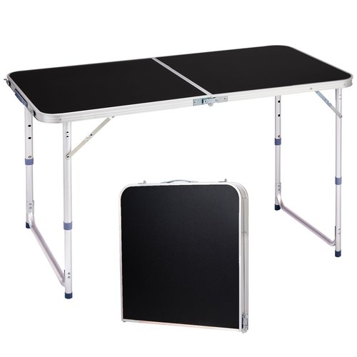 GODECOR 4.0 Ft Folding Portable Camping Table with Three Adjustable Heights, RV Tables for Inside a Camper, Outdoor, BBQ, Dining, Picnic, Cooking, Beach, Garden, Black