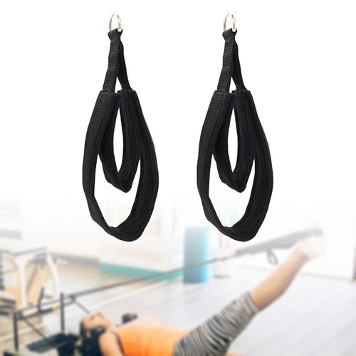Zxpjkyu 2Pcs Straps with D Rings - Pilates Double Loop Straps for Fitness Beginners, Black