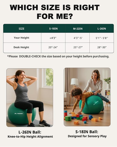 Trideer Exercise Ball for Physical Therapy & Workout - Swiss Ball for Core Strength, Flexibility & Balance