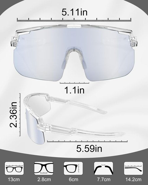 BATFOX Photochromic Cycling Sunglasses for Men & Women,UV400 Sports Glasses W/Adjustable TR90 Frame for Running,Baseball,MTB