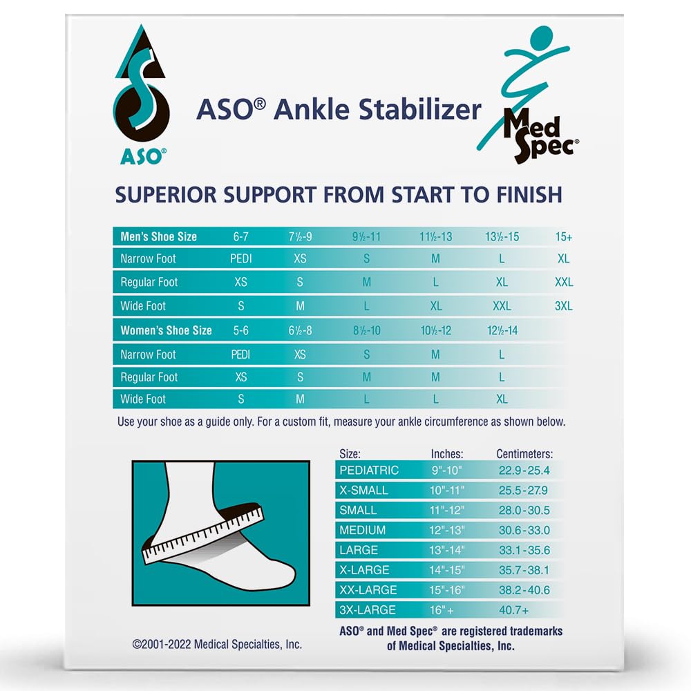 Med Spec ASO Speed Lacer (Medium, White) – Ankle Brace for Sprained Ankle and Peroneal Tendonitis, Orthopedic Ankle Support for Men, Women, Adults, Teens and Kids, Sports Injury Recovery, 223604