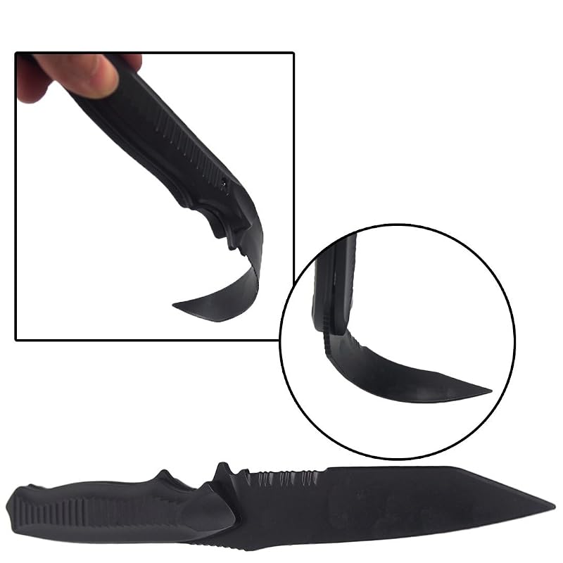 Tactical Rubber Trainer Knife Combat Bayonet with Scabbard/Sheath - 11.8in Black (Variation: 1pcs Rambo-Black)