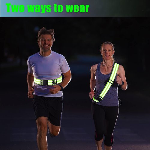 Saintrygo Reflective Sash Running Gear High Visibility Safety Reflective Jacket Adjustable Sash for Walking Cycling at Night(Fluorescent Green,2 Pieces)