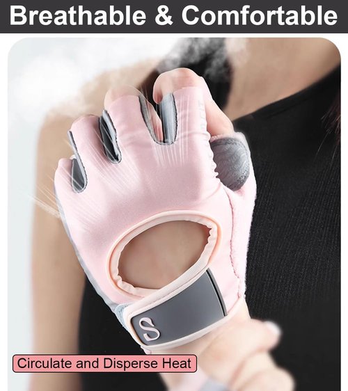 SUJAYU Gym Gloves Workout Gloves Women, Anti-Slip Breathable Gym Essentials Women for Weightlifting Cycling Training, Guantes para Gym Mujer (Medium)