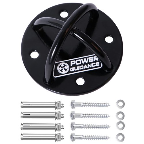 POWER GUIDANCE Wall and Ceiling Mount Bracket for Suspension Straps, Gymnastic Rings, Yoga Swings & Hammock Resistance Band Battle Rope (Black (Set of 1))