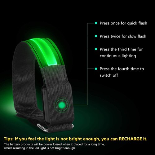 OMKHE Rechargeable LED Armband for Running(2 Pack), Light Up LED Armband, High Visibility Reflective Running Gear for Night Safety, Running Lights for Running Walking Cycling