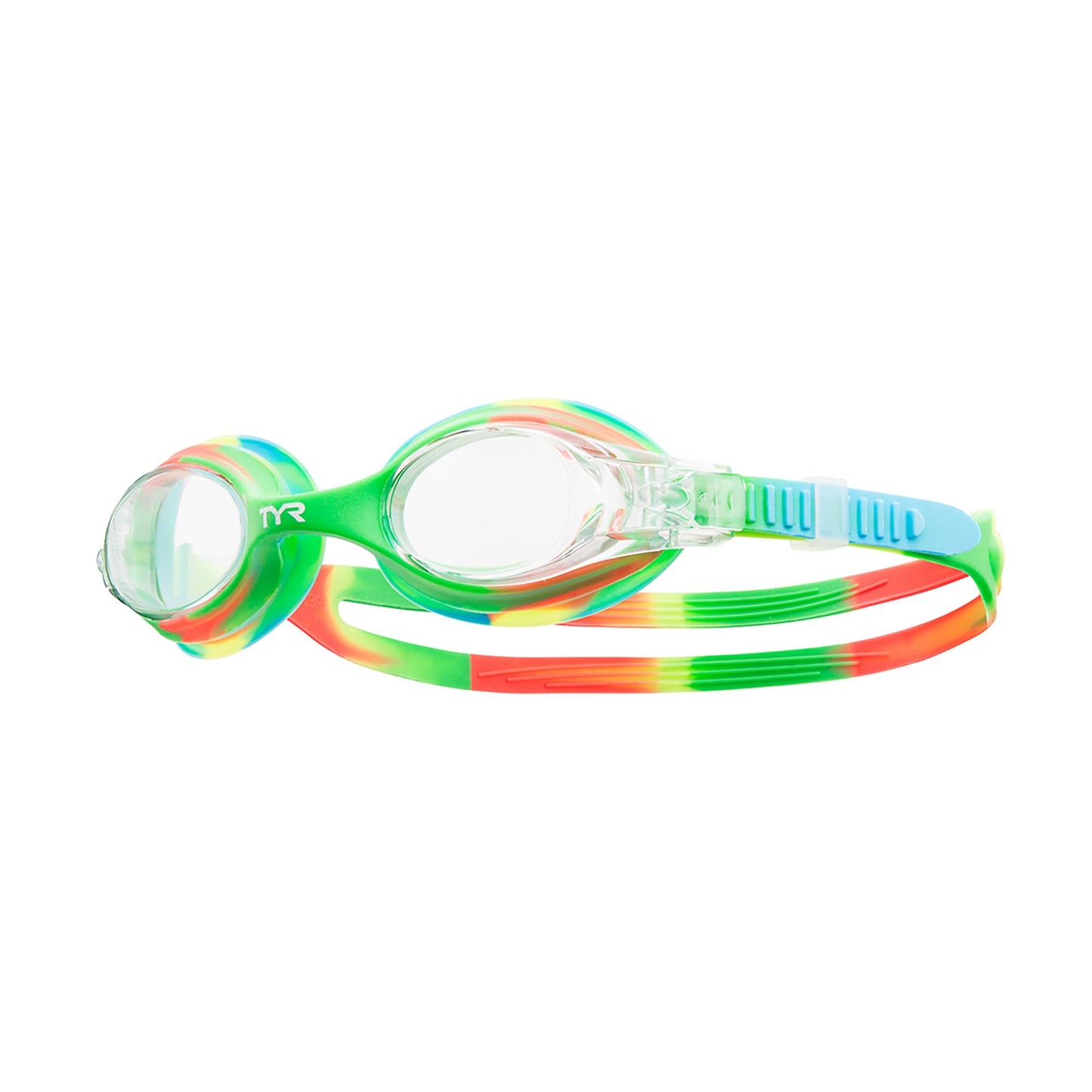 TYR Kids' Swimple Goggles - Colorful Swim Goggles for Beginners, Green/Orange