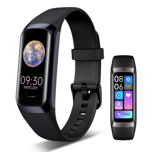 VUHIGIB Fitness Tracker, 24/7 Heart Rate Blood Oxygen Blood Pressure Body Temp Monitor Sleep Calorie Tracker with 1.1" AMOLED Touch Color Screen Pedometer Smart Watch Waterproof for Women Men