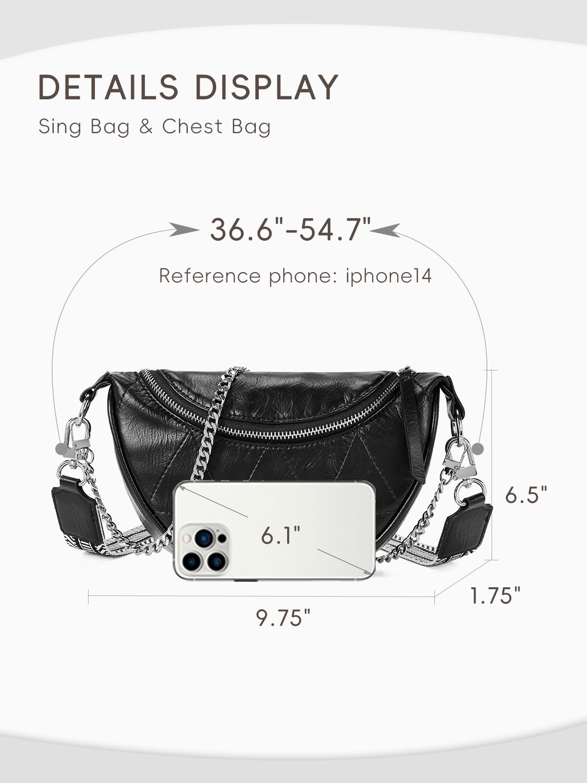 CLUCI Crossbody Bags for Women Fanny Pack Leather Sling Bag for Women Belt Bag for Women Cross Body Bag for Woman Crossbody Bag Travel Black
