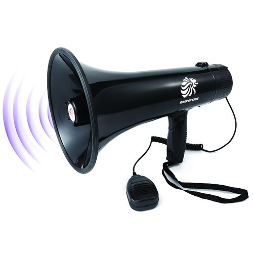 Roar of Lion Bullhorn Megaphone with Siren & Volume Control/Recorder - Waterproof 15W Reliable and Consistent Performance, 200-sec Voice Recording with Maximum Range 1093Yards, (Black)