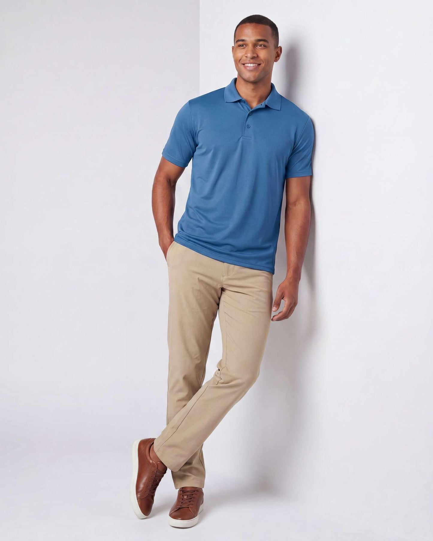 Real Essentials 3 Pack: Men's Short Sleeve Golf Polo Casual Workout Sports Moisture Wicking Collared Shirt, Set C, Large