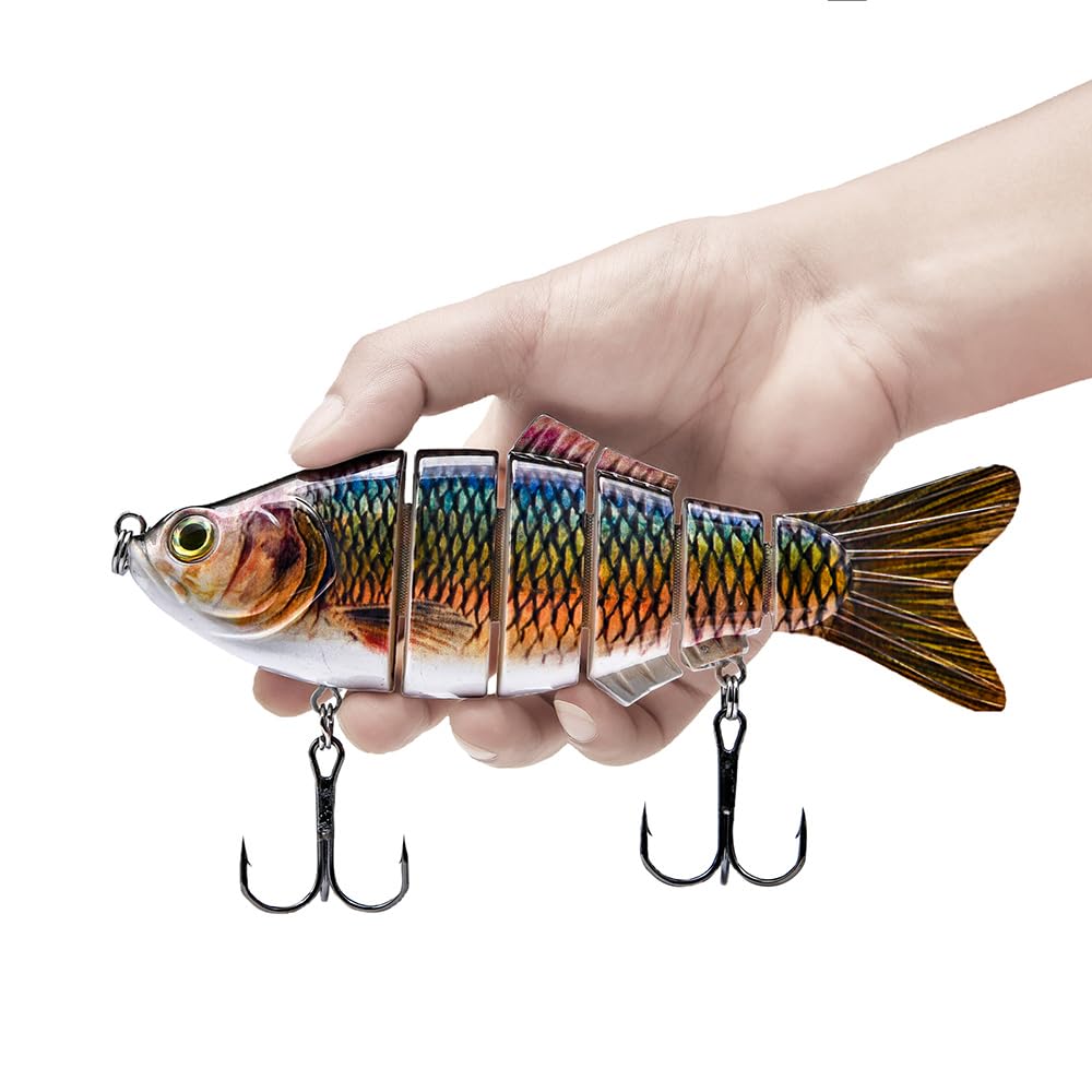 Extra Large Swim Bait Slow Sinking Multi Jointed Fishing Lures Bait,6 Segment Giant Fishing Lures,Crankbaits Swimbaits with Treble Hook