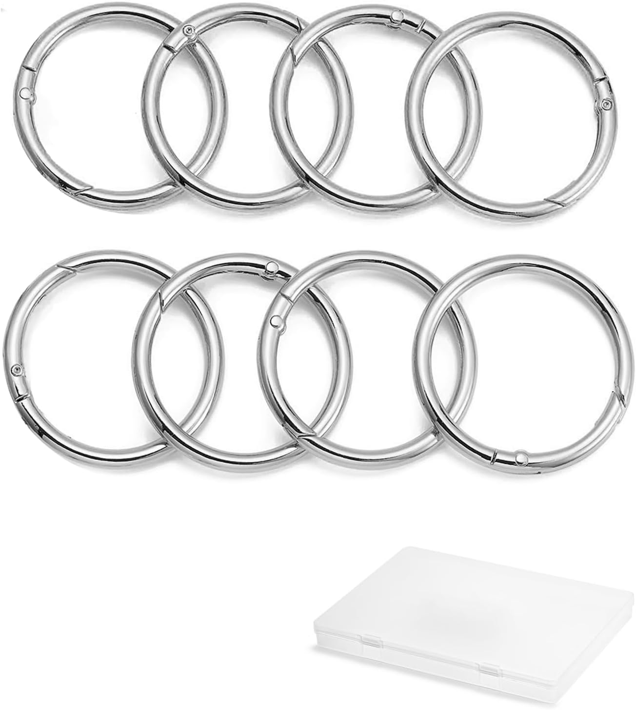 15pcs Trigger Spring O Rings Round,Metal Keychain Ring Round Carabiner Clips for Keyrings Buckle, Bags,Purses
