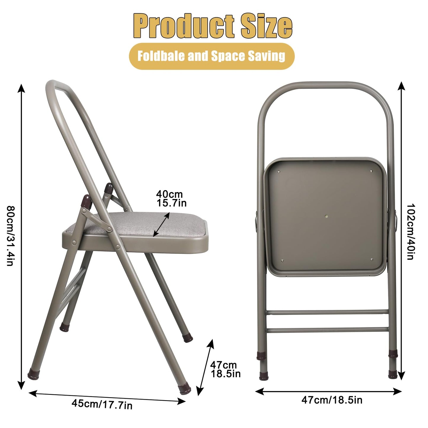INNOLIFE Yoga Auxiliary Chair Foldable Backless Yoga Chair for Abs & Core, Foldable Balance Training Yoga Chair, Flexibility and Strength Training and Back Pain Relieving (Gray)