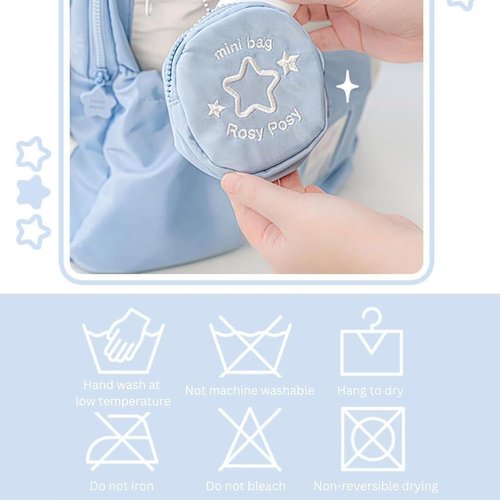 EARFORU Rosy Posy Backpack, Rosyposy Soft Setting Cream Star Drawstring Backpack, Comfortable, Large Capacity, Durable Waterproof (Sky Blue)