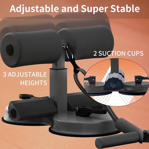 Ab Training Auxiliary Device, Equipped with Double Suction Cups, Adjustable in Three Levels of Height, Home Fitness Equipment, Suitable for Core Training (Pink)