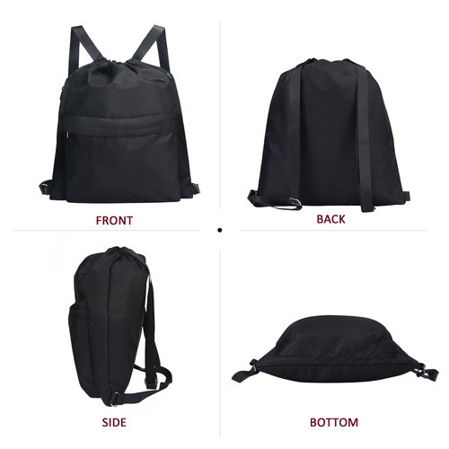 Moyad Camping Cooler Backpack Insulated Lunch Bag with Drawstring Closure for Women Men, Lightweight Lunchbox for Beach Travel Hiking Work, Black & Honeycomb Pattern