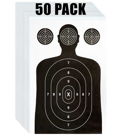 50 Pack Paper Shooting Target for Gun Range, Target Practice- (Industry Standard Size 17 X 25 inch) Silhouette Paper for Handguns, Rifles, Pistols, Airguns, BB Gun, Pellet Gun, Crossbow, Arrow