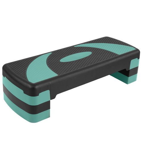 Fitvids Step Aerobic Platform, 31" Exercise Step with 3 levels Adjustable Height, 4 Stackable Risers, Fitness Training Workout Stepper for Home Gym, Cardio Strength, Black & Blue