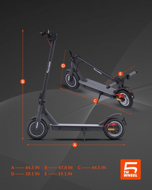 5TH WHEEL V30PRO Electric Scooter, 10" Solid Tires, 350W Motor & 18 MPH, 19.9 Miles Range E-Scooter with E-Lock, Dual Brakes and Suspension, Foldable Adults Commuter Scooter with Turn Signals and APP