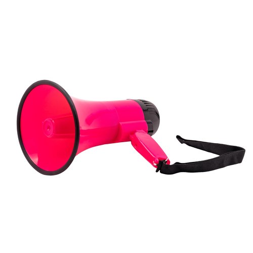 BEMLDY Portable Megaphone Bullhorn 30 watt Power with Built-in Siren/Alarm-240s Record-Adjustable Volume -Strap Powerful and Lightweight (Plus-Voice Recording, Pink)