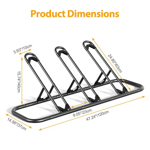 Mr IRONSTONE Bike Rack, Floor Bike Rack for Garage, Indoor/Outdoor Bike Storage Stand Bicycle Parking Rack, for Mountain Bike, Road Bike and Kids Bike (Black, 3 Bike)