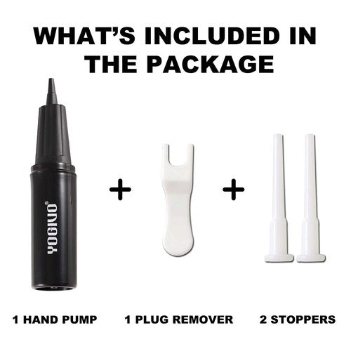 Exercise Ball Pump, Hand Air Pump for Stability Workout Yoga Ball, with 2 Plugs for Valve & 1 Plug Remover for Easy Deflation (Hand Pump)