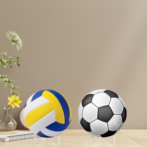 Wanmu 6Pcs Acrylic Ball Stand for Display, Clear Basketball Stand, Storage Holder for Football Basketball Soccer Volleyball Rugby, Trophy Autograph Memorabilia Display Cases
