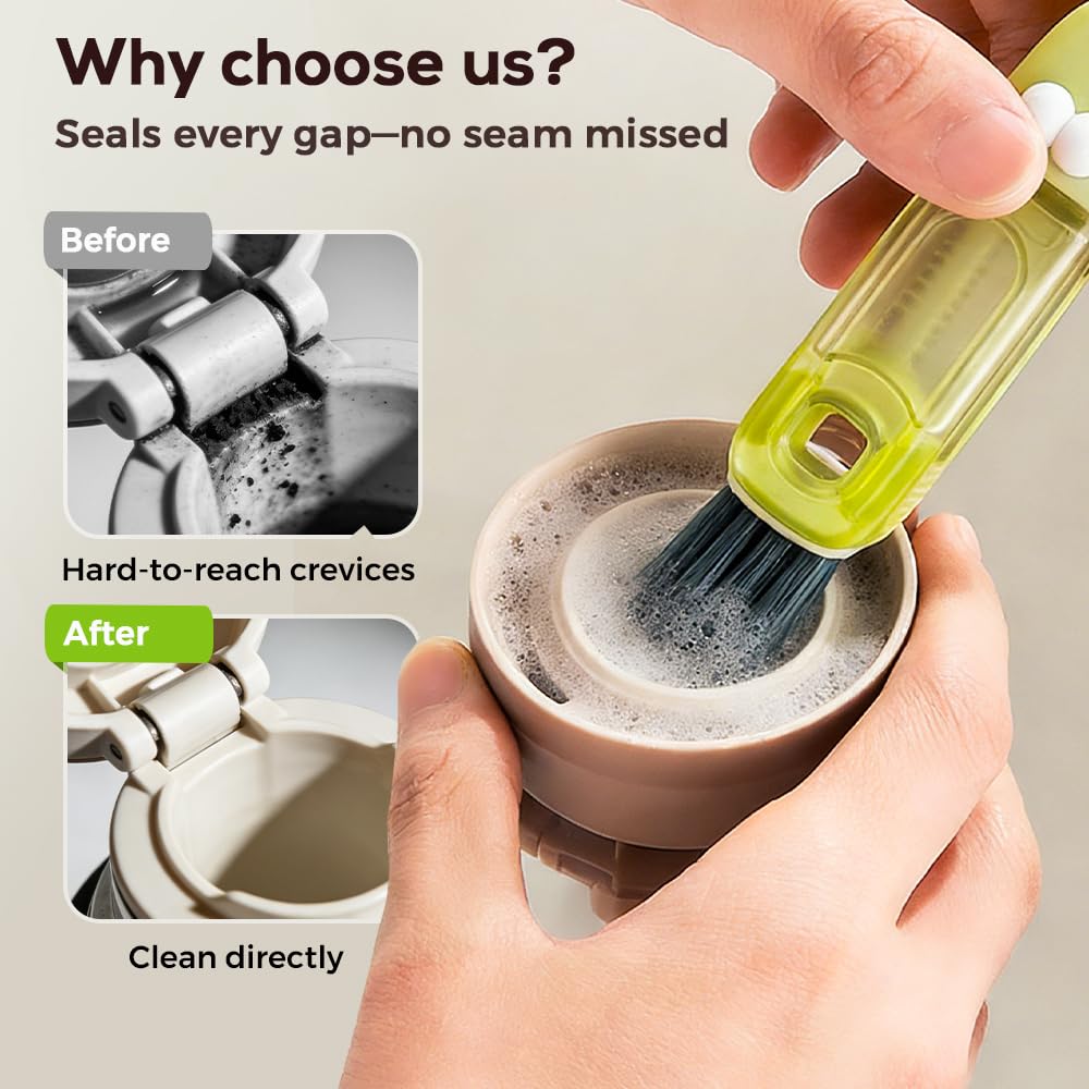 3 in 1 Cup Lid Cleaning Brush, 2026 New Multifunctional Bottle Brush Cleaner, Bottle and Straw Brush Cleaning Set, Crevice Cleaning Brush Tools for Gap Tight Spaces, Home Kitchen Gadgets (2PC B)