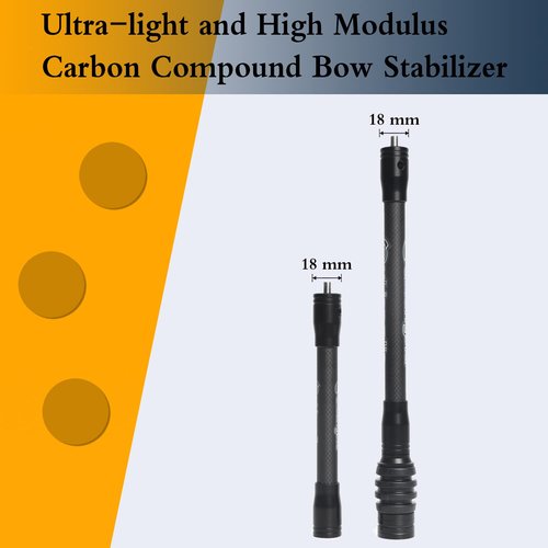 Perogen Archery Bow Stabilizer for Compound Bow Hunting 3K High Modulus Carbon Including dampers, Light Weighted, 8",10",12" in (8 inches)