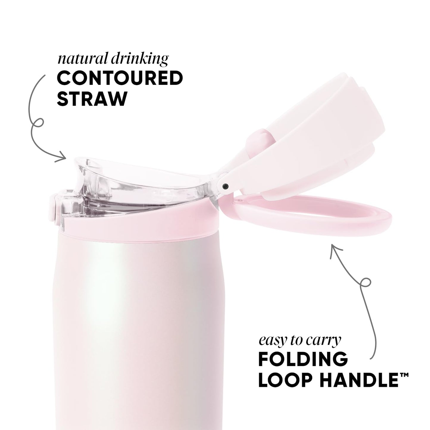 Simple Modern Mesa Loop Water Bottle with Covered Straw and Handle | 30oz Cup Holder Friendly Insulated Stainless Steel Bottles for Travel, Sports and School | Coconut Pearl